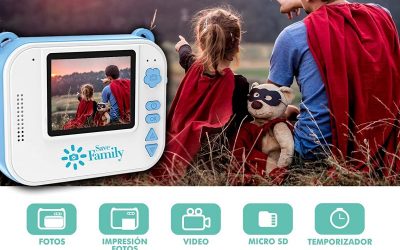 SaveFamilyCam Print, cámara de fotos instantánea (tipo Polaroid) y digital para niños